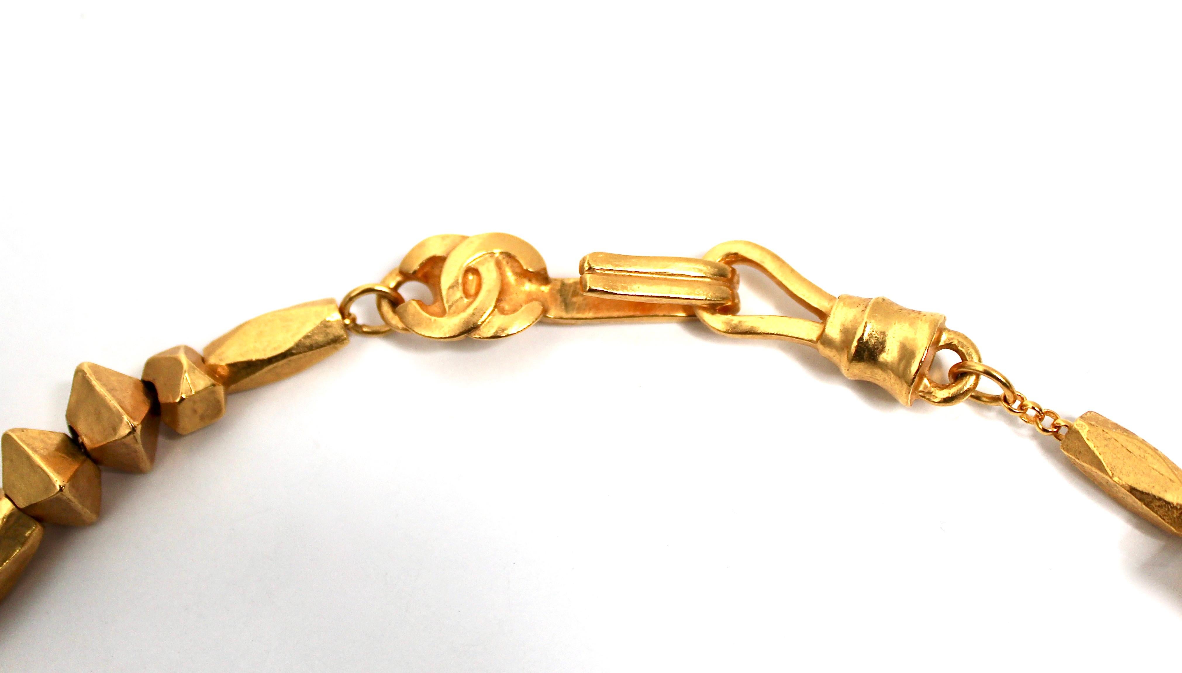 Chanel Brown Gripoix Coco Mark Cross Motif Pendant Necklace circa 1997 For Sale 2