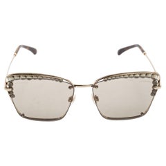 Chanel Braun Havana/Goldfarbene 4235H Perlen verschönerte Katzenaugen-Sonnenbrille