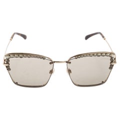 Chanel Braun Havana/Goldfarbene 4235H Perlen verschönerte Katzenaugen-Sonnenbrille