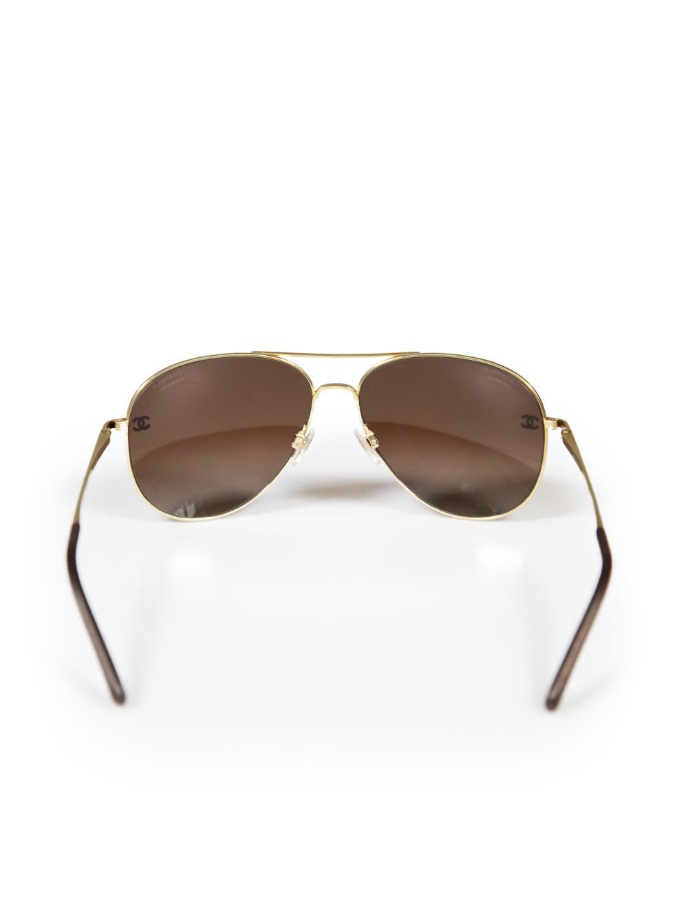 Chanel Brown Interlocking CC Aviator Sunglasses In Good Condition For Sale In London, GB