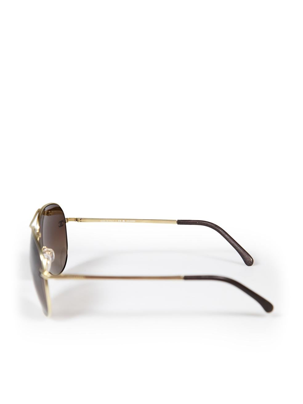 Chanel Brown Interlocking CC Aviator-Sonnenbrille Damen im Angebot