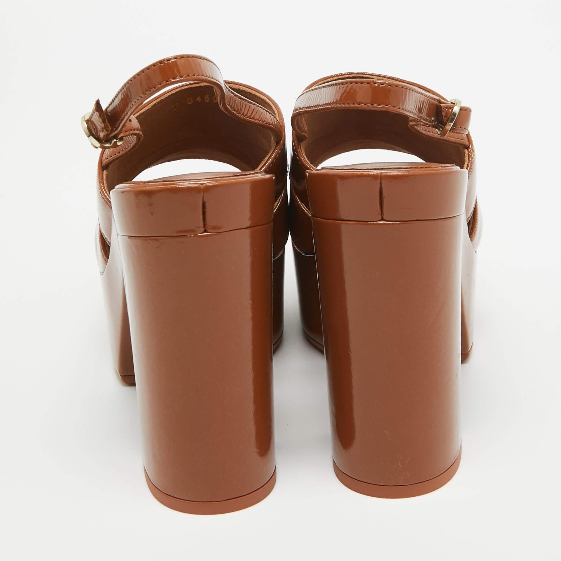 Chanel Brown Interlocking CC Logo Leather Slingback Sandals Size 37 1
