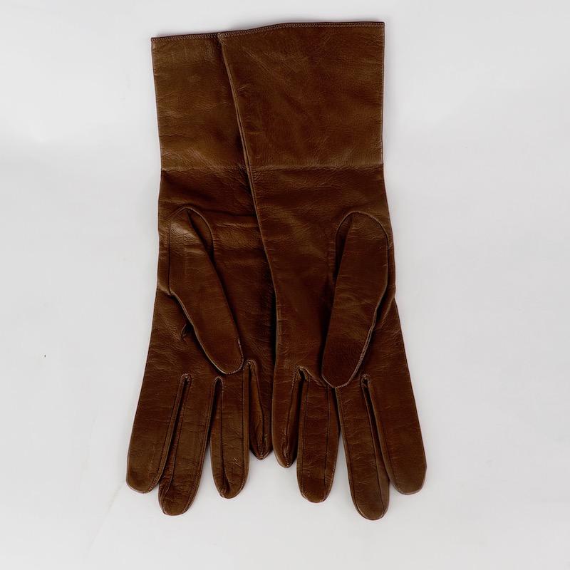 Chanel Brown Kidskin Leather Gloves For Sale 4