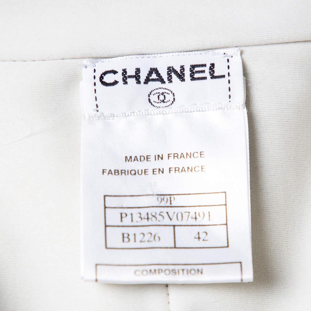 Chanel Brown Knit Paneled Zip Front Cropped Jacket L im Angebot 1