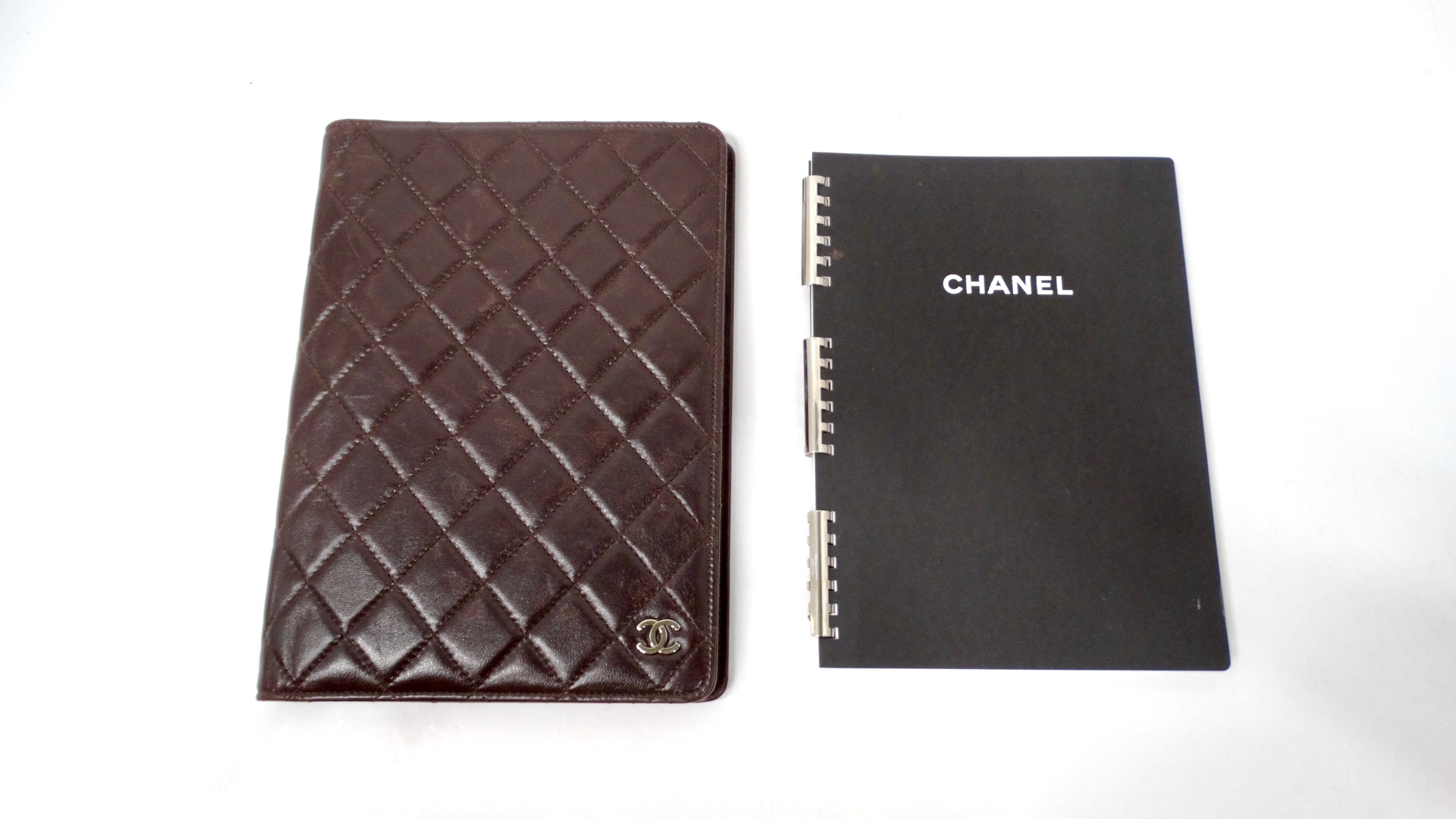 Black Chanel Brown Lambskin Quilted Leather Notebook Agenda Cover For Sale