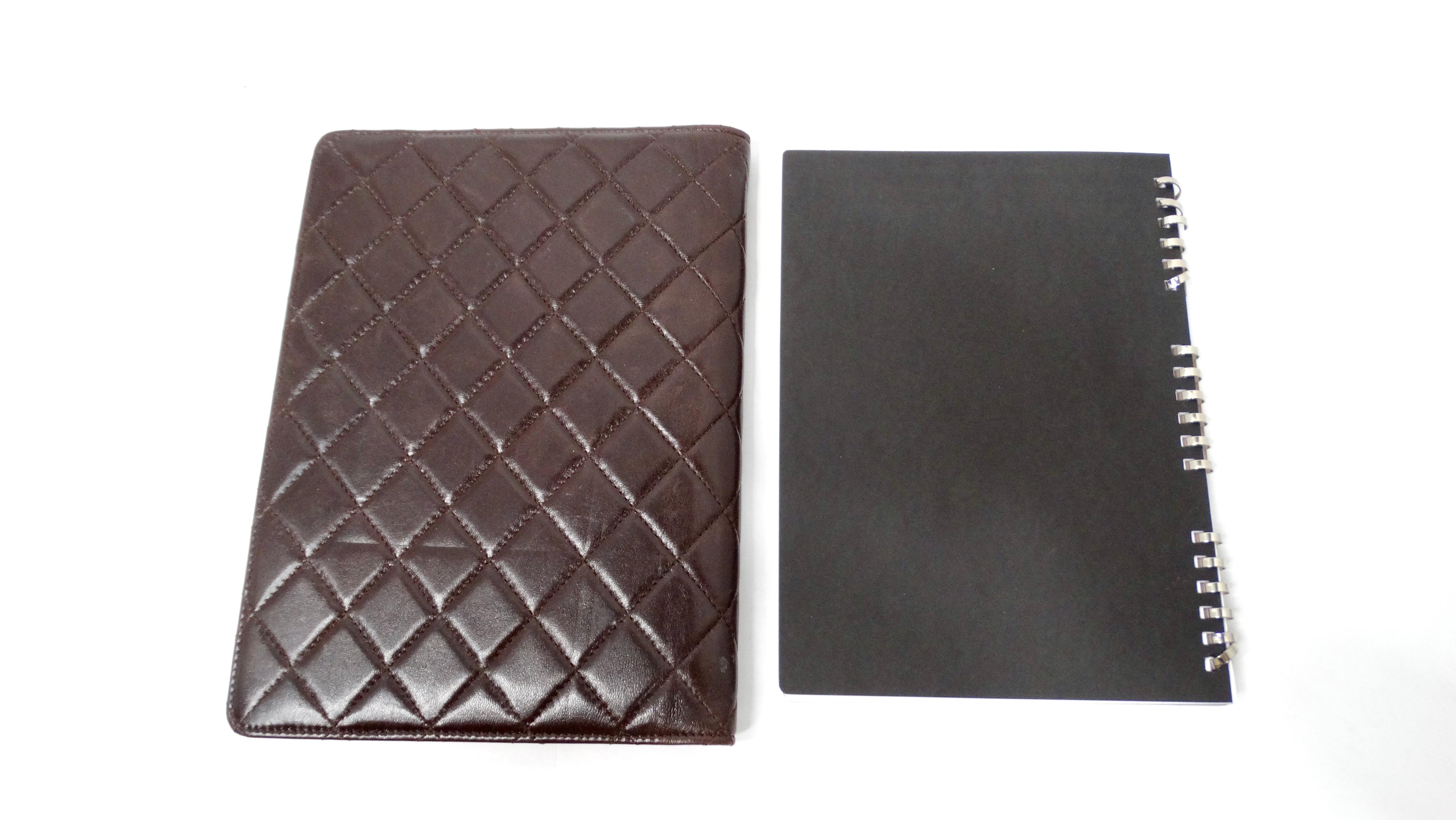 Women's Chanel Brown Lambskin Quilted Leather Notebook Agenda Cover For Sale
