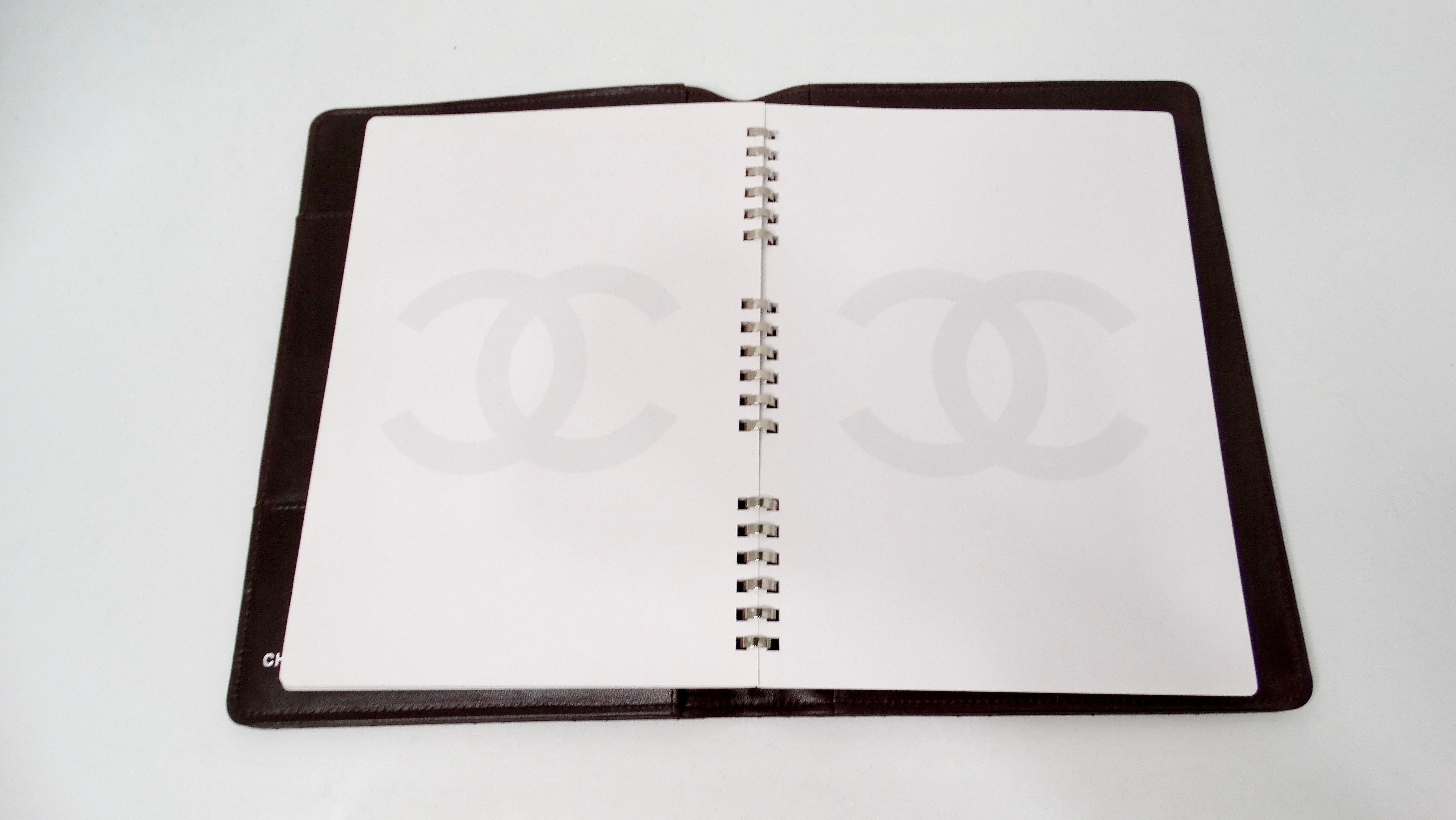 Chanel Brown Lambskin Quilted Leather Notebook Agenda Cover For Sale 2