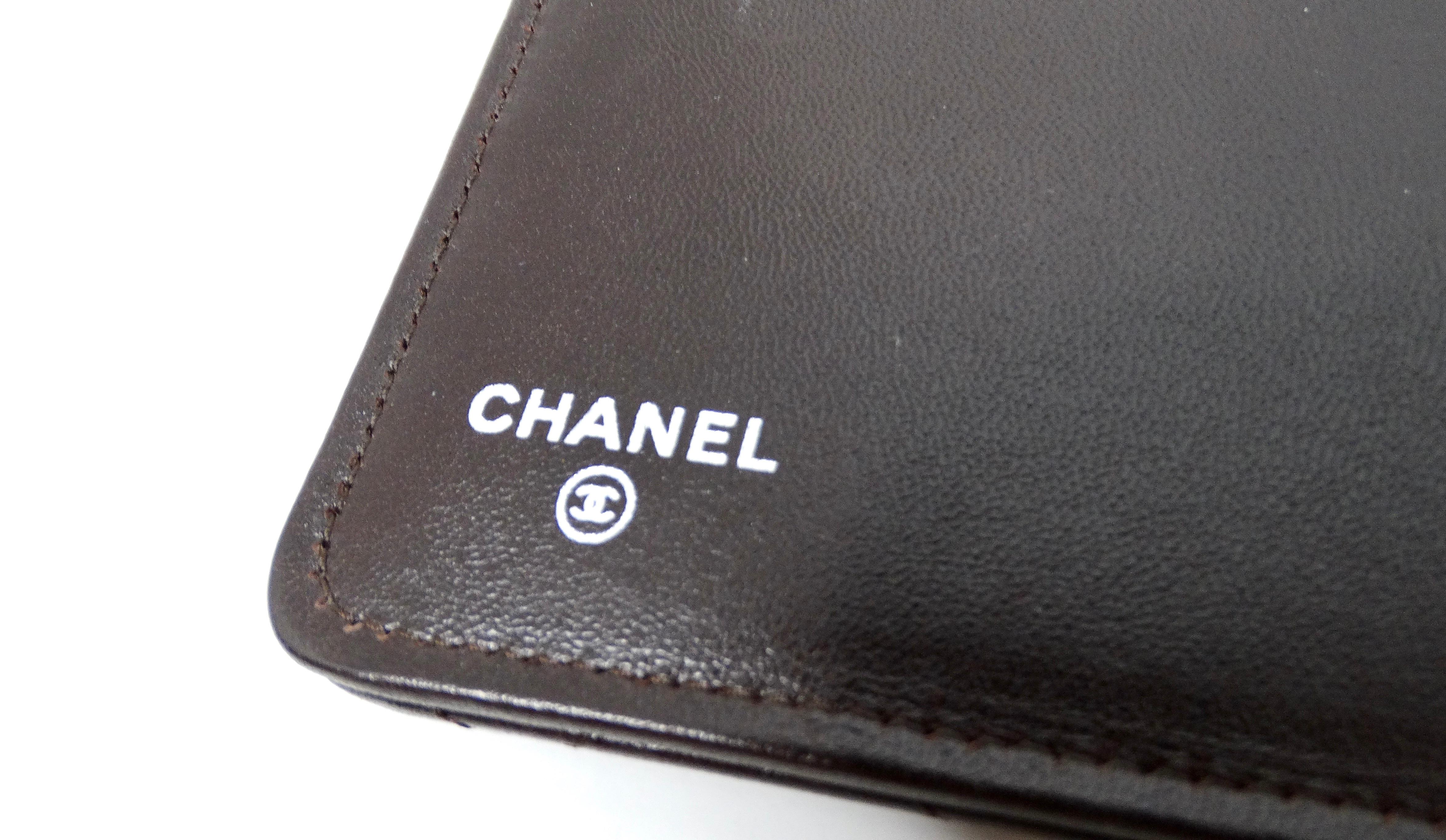 Chanel Brown Lambskin Quilted Leather Notebook Agenda Cover For Sale 3