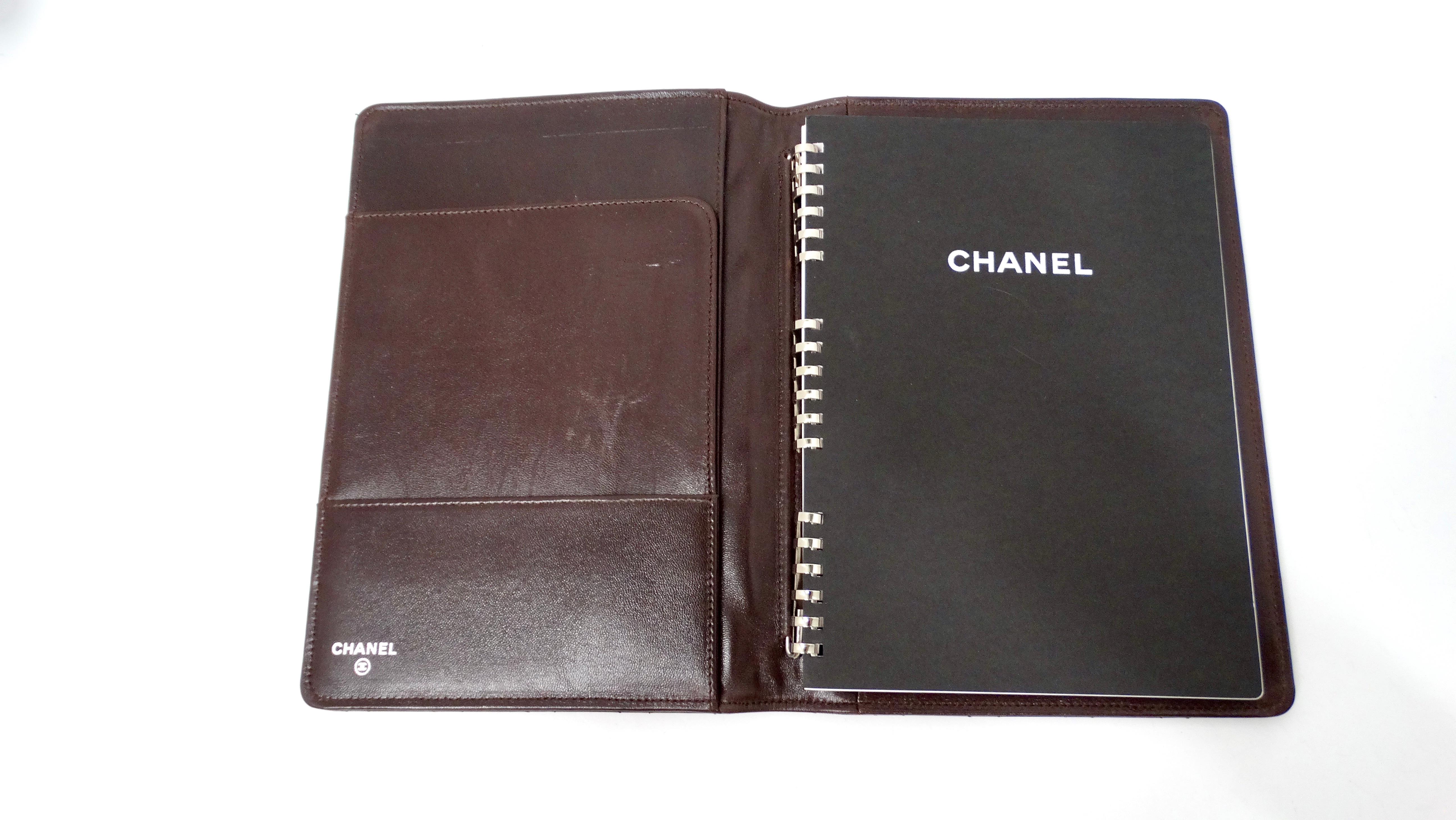 Chanel Brown Lambskin Quilted Leather Notebook Agenda Cover For Sale 4