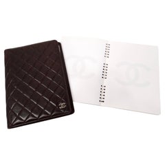 Chanel Brown Lambskin Quilted Leather Notebook Agenda Cover