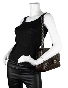 Chanel Brown Lambskin Quilted Single Flap Jumbo Classic Bag