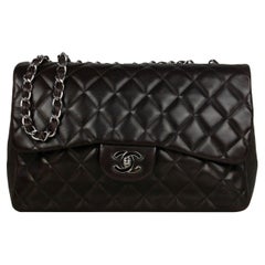 Chanel Brown Lambskin Quilted Single Flap Jumbo Classic Bag