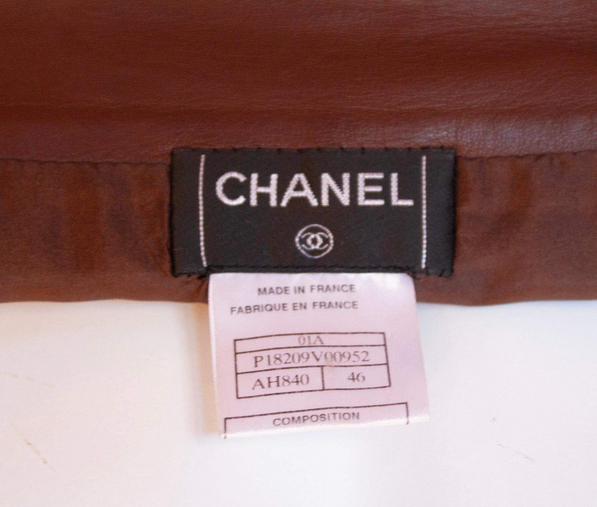 Women's Chanel Brown Lambskin Skirt  For Sale