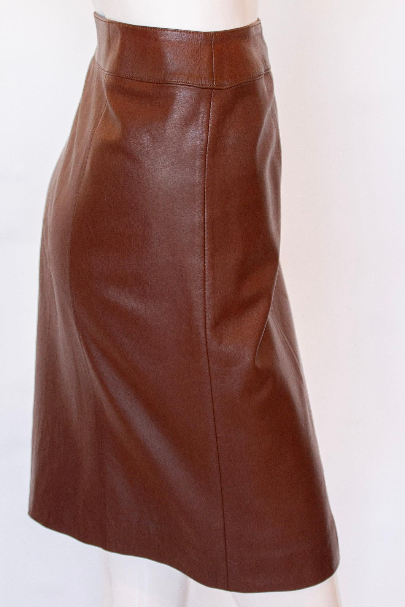 Chanel Brown Lambskin Skirt  For Sale 2