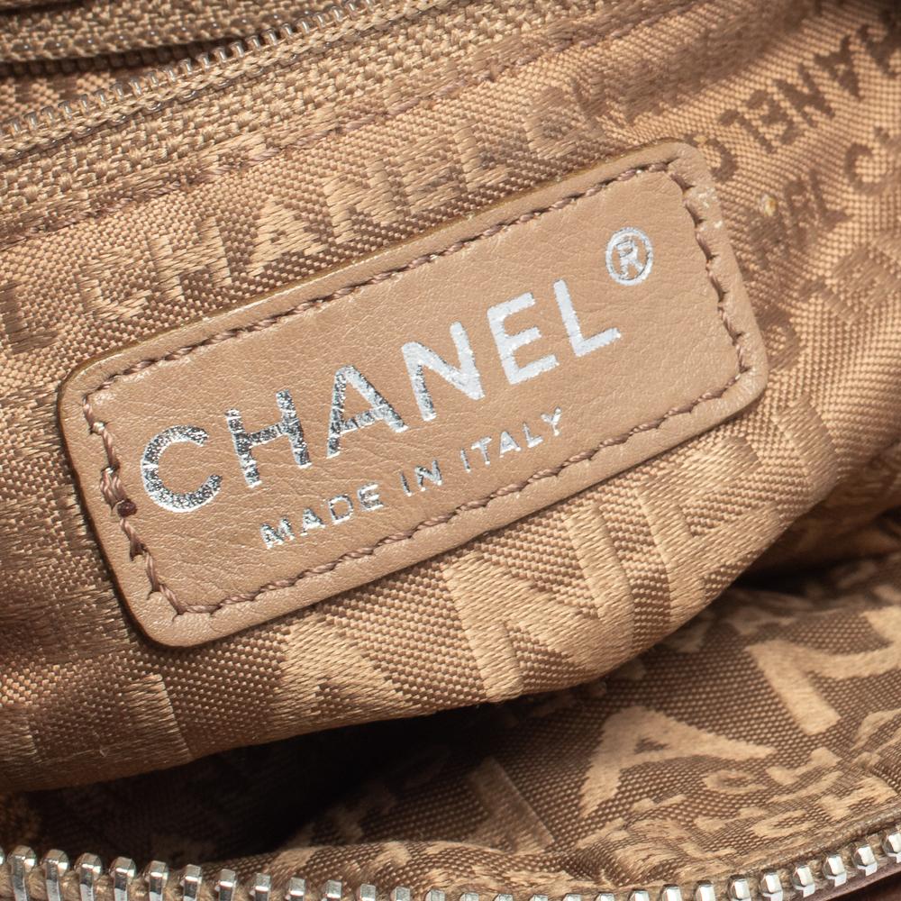 Chanel Brown Leather Accordion Zipper Bag 4