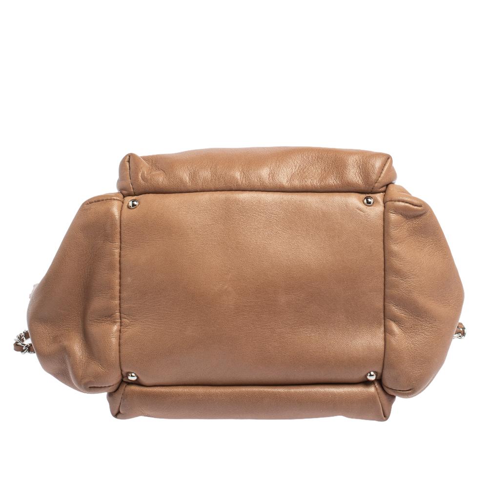 Women's Chanel Brown Leather Accordion Zipper Bag