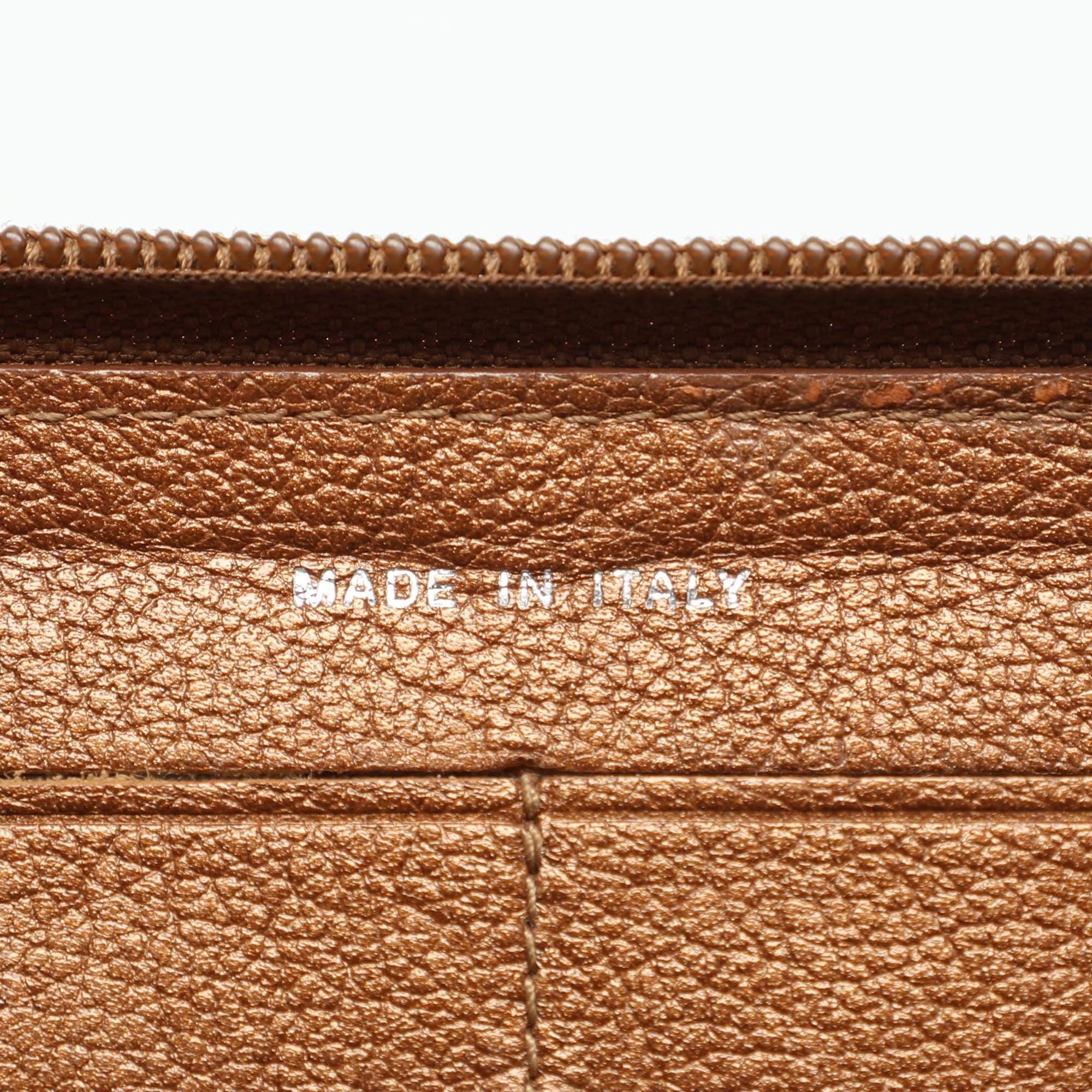 Chanel Brown Leather Camellia Zip Around Wallet For Sale 3