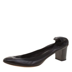 Chanel Brown Leather Cap Toe Scrunch Ballet Pumps Size 41.5