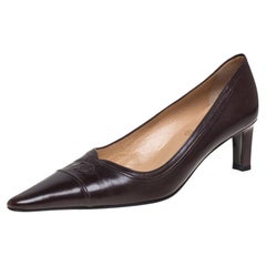 Chanel Brown Leather CC Pointed Toe Pumps Size 39
