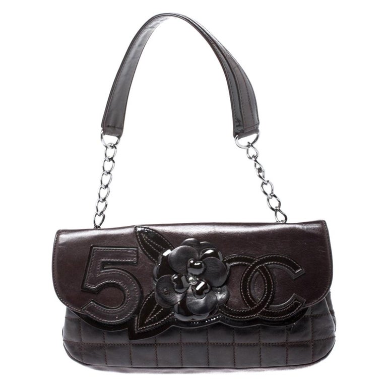 Chanel Brown Leather Chocolate Bar Camellia No. 5 Shoulder Bag For Sale at 1stDibs Chanel Brown Leather Chocolate Bar Camellia No. 5 Shoulder Bag For Sale at 1stDibs