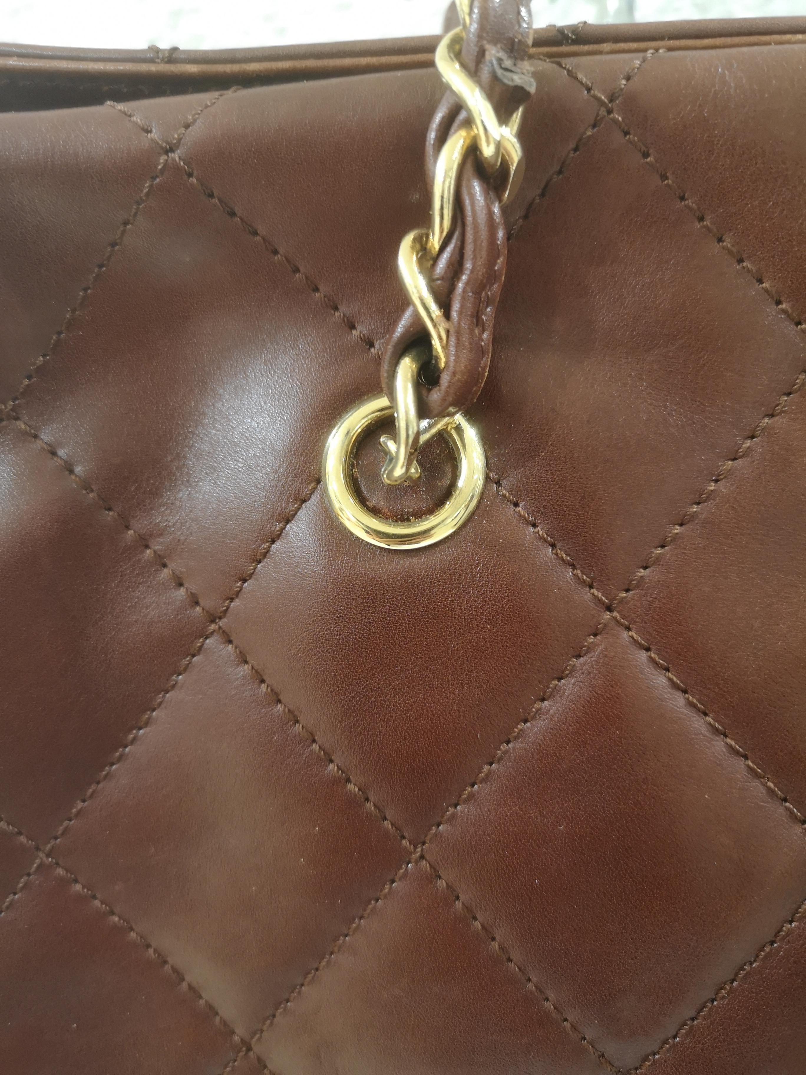 Chanel brown leather gold hardware shoulder bag 1