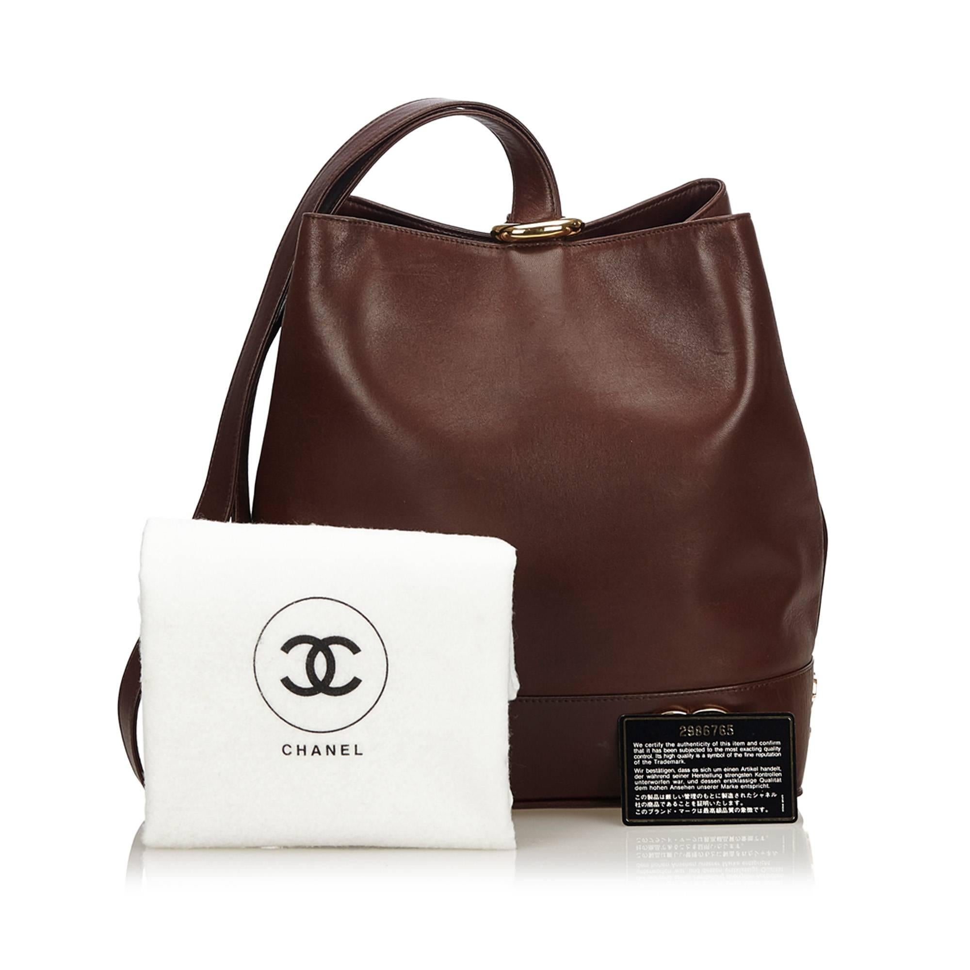 Chanel Brown Leather Gold Toned 