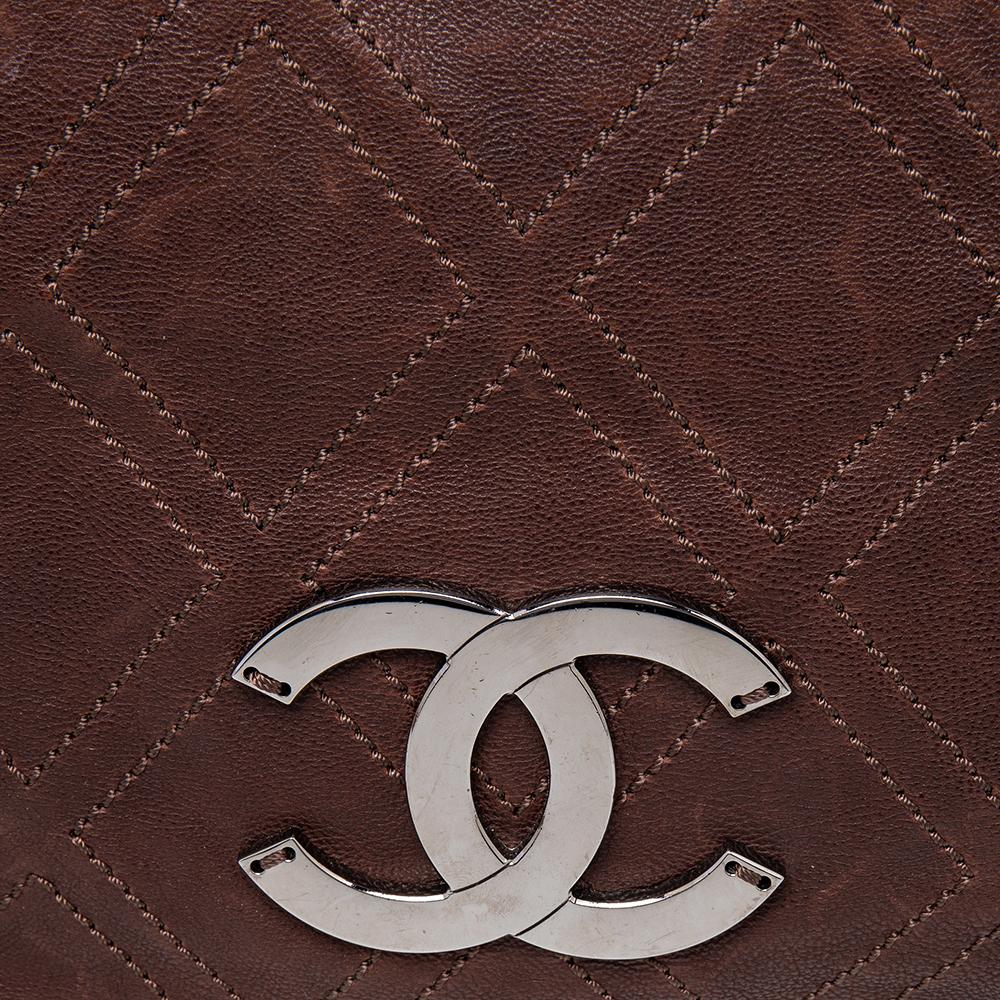 Chanel Brown Leather Large Diamond Stitch Tote 1