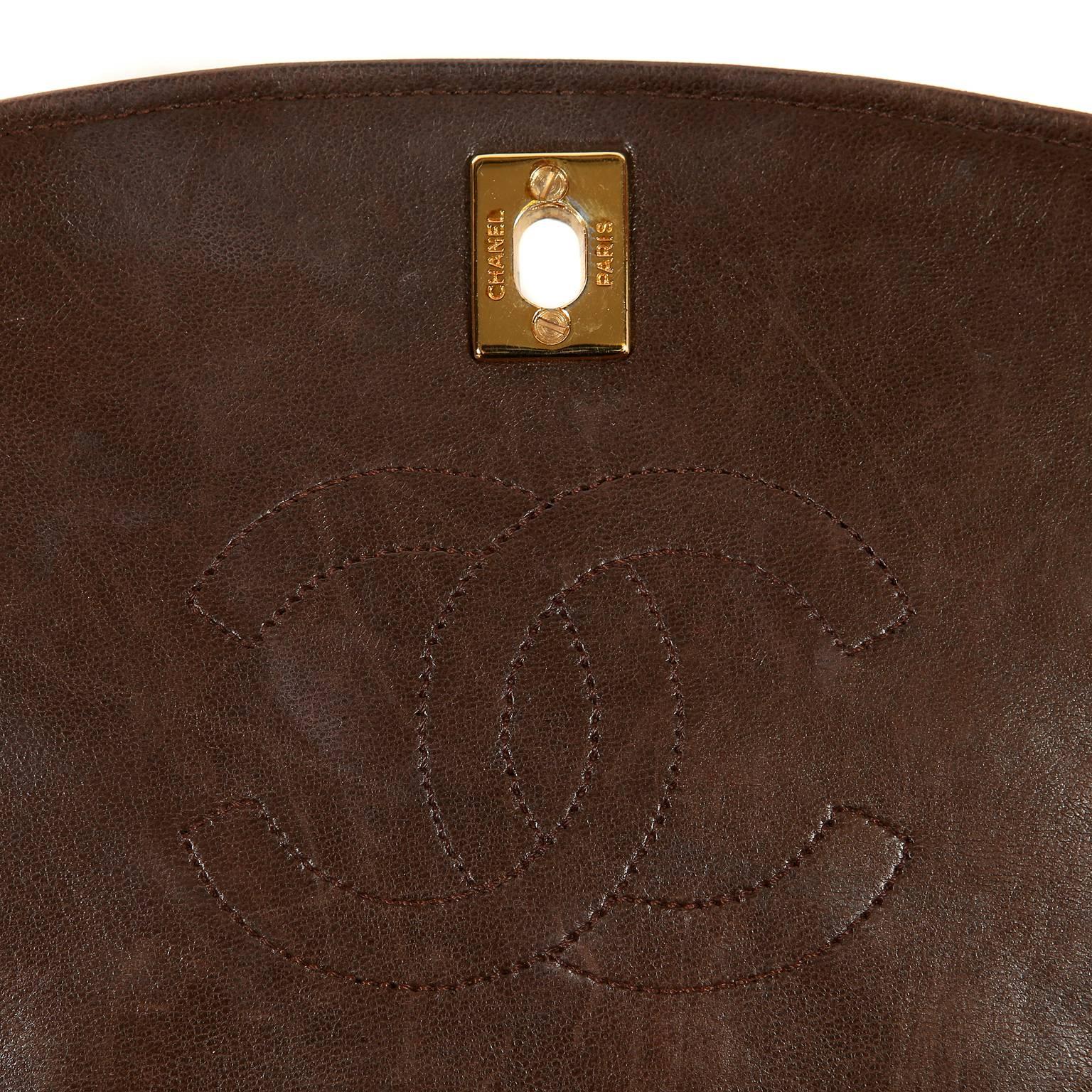 Chanel Brown Leather Vintage Medium Flap Bag 3