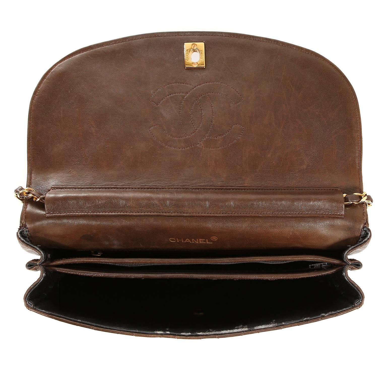 Women's Chanel Brown Leather Vintage Medium Flap Bag