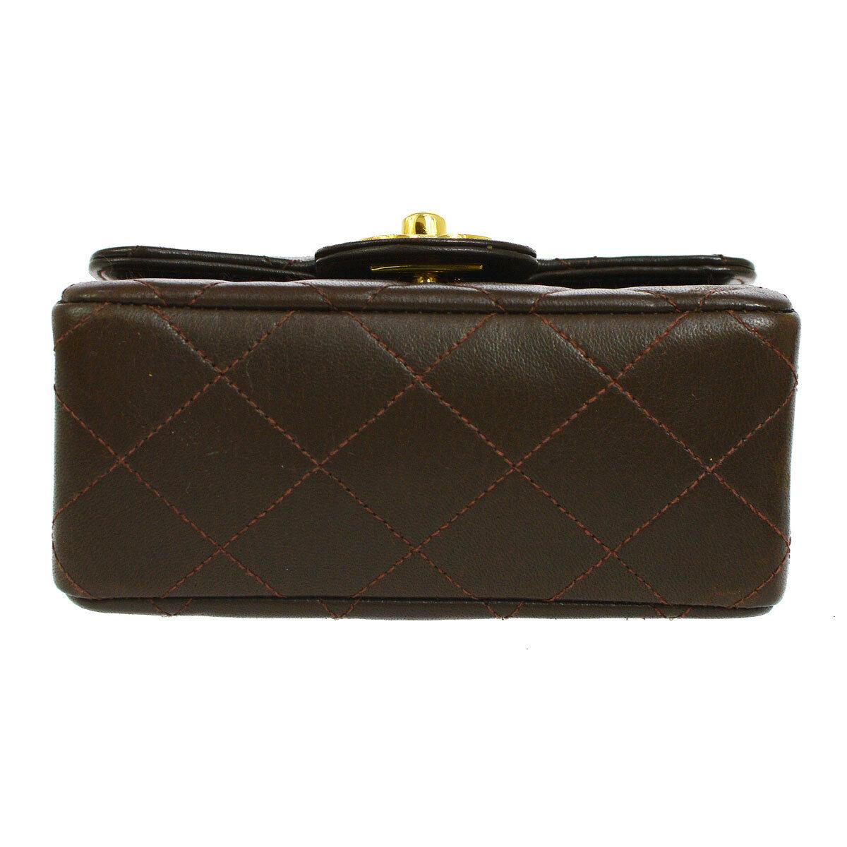 Chanel Brown Leather Mini Small Party Evening Top Handle Satchel Flap Bag In Good Condition For Sale In Chicago, IL