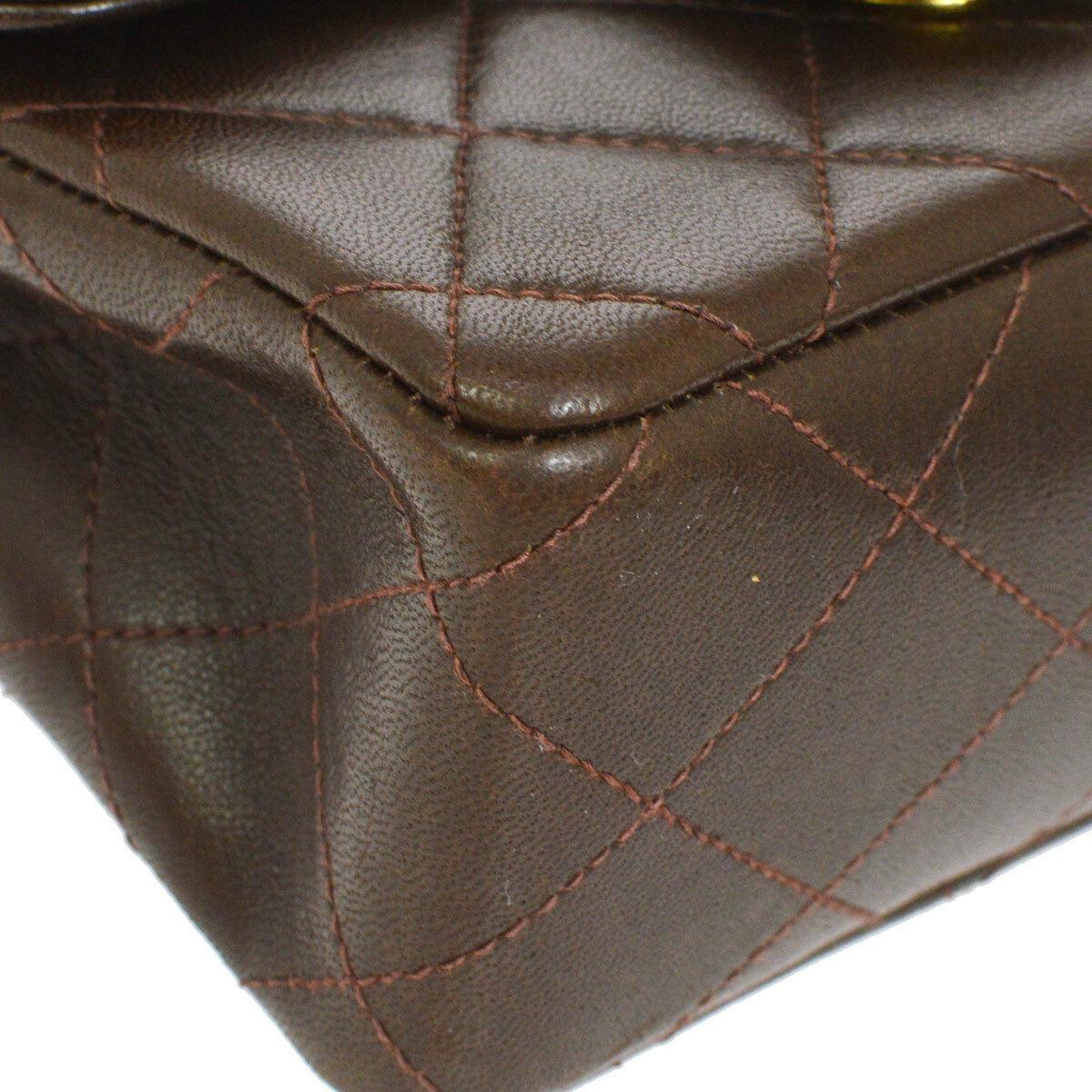 Women's Chanel Brown Leather Mini Small Party Evening Top Handle Satchel Flap Bag For Sale