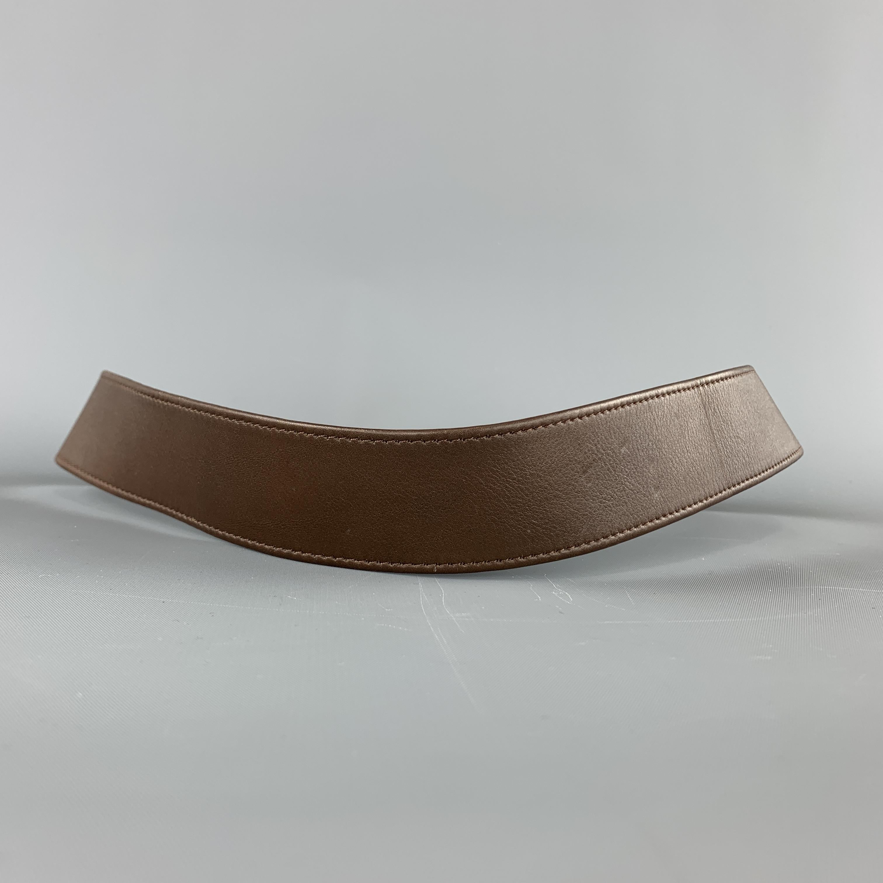 CHANEL Brown leather Silver CC Buckle '96 Belt In Fair Condition In San Francisco, CA