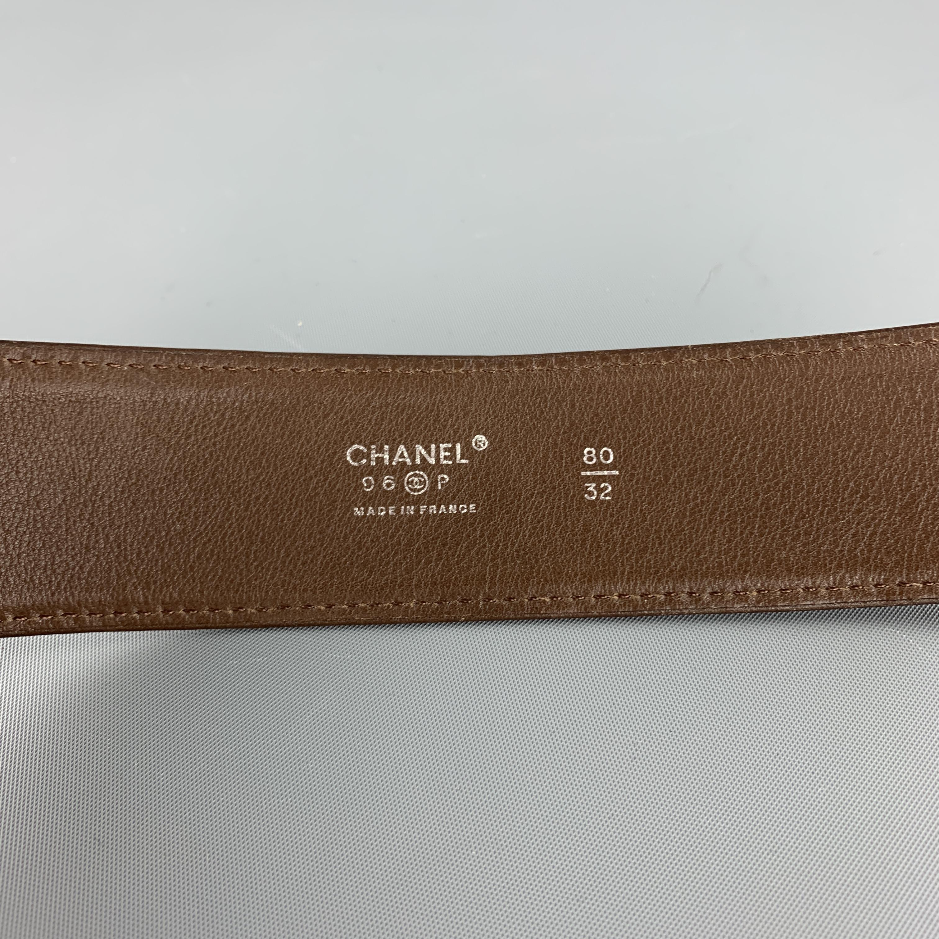 CHANEL Brown leather Silver CC Buckle '96 Belt 1