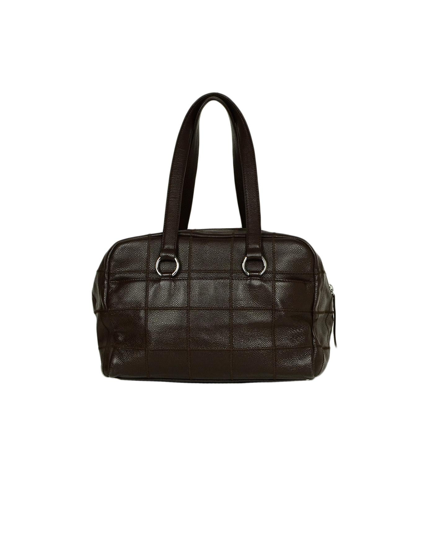 Black Chanel Brown Leather Square Quilted Shoulder Bag