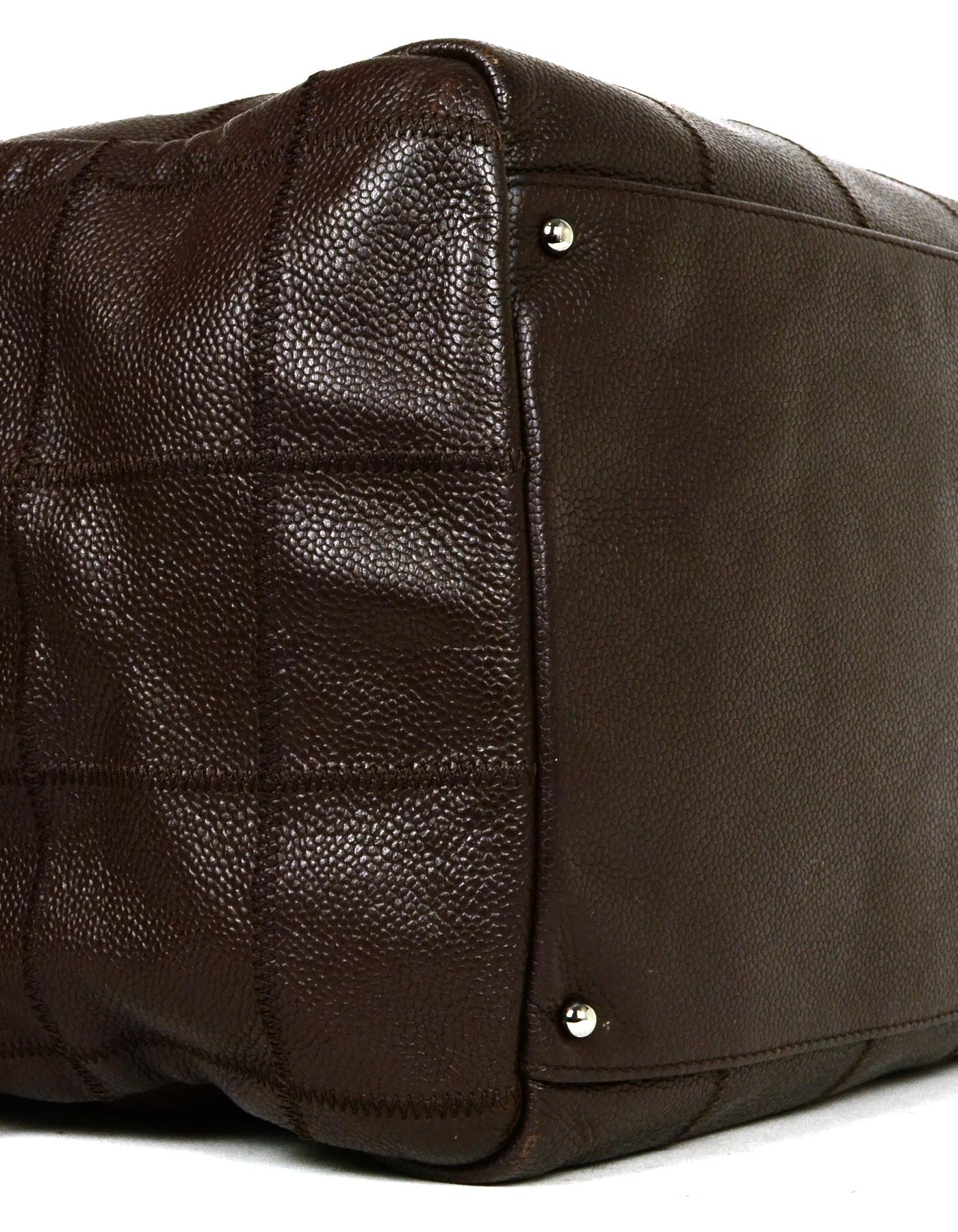 Chanel Brown Leather Square Quilted Shoulder Bag In Excellent Condition In New York, NY