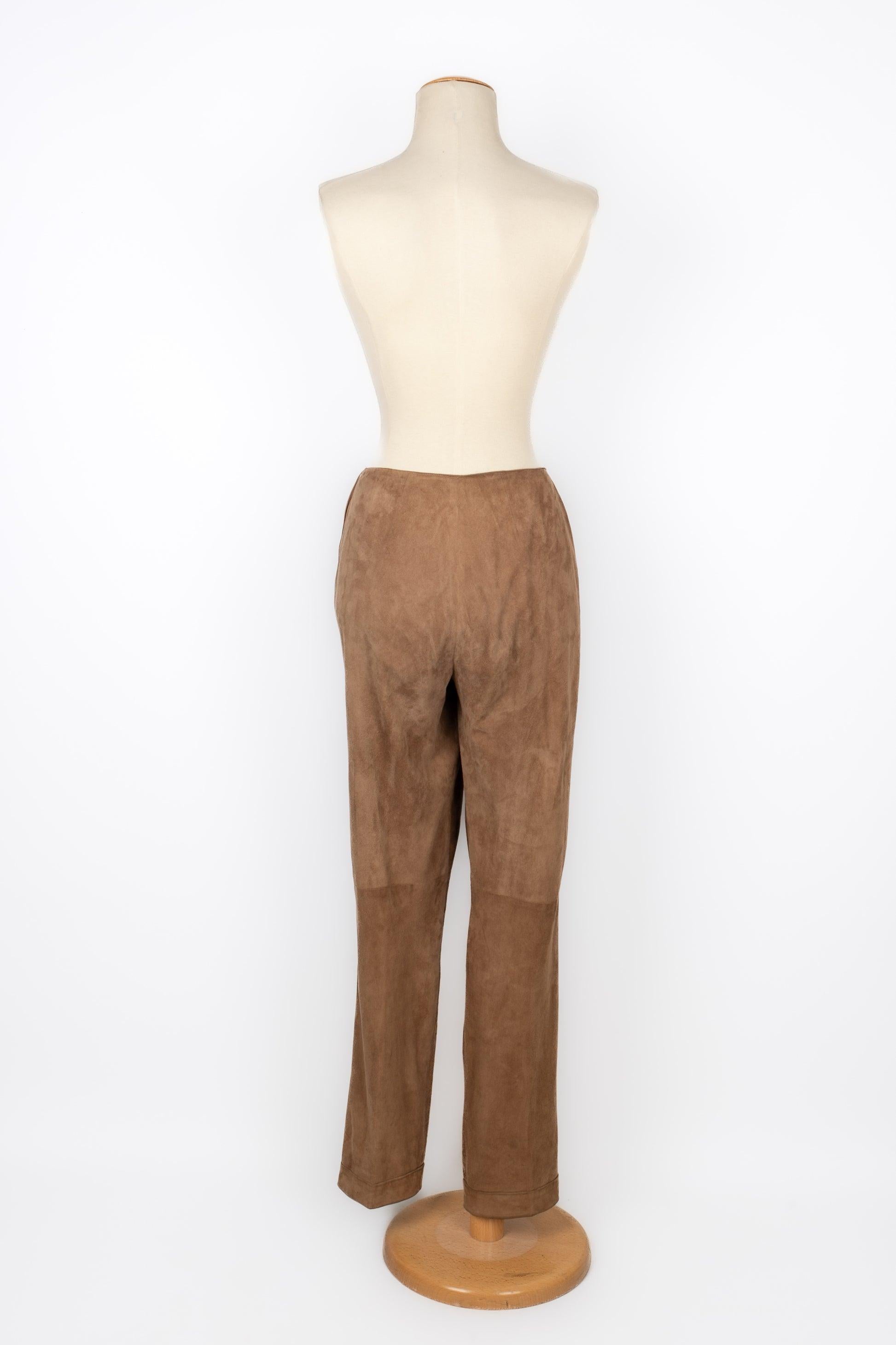 Chanel Brown Leather Trousers In Good Condition In SAINT-OUEN-SUR-SEINE, FR