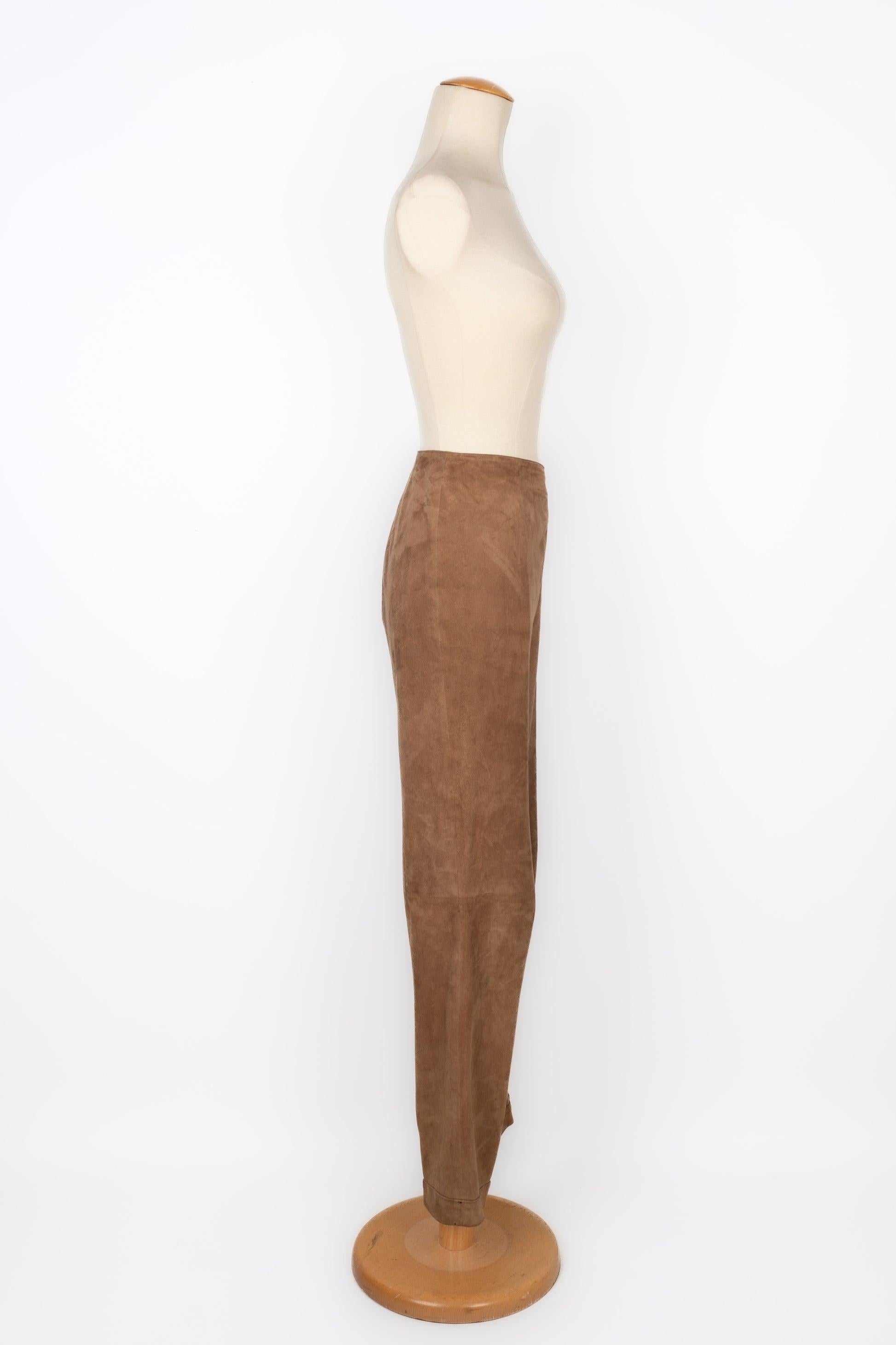 Women's Chanel Brown Leather Trousers