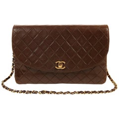 chanel brown classic flap Chanel Brown Leather Vintage Medium Flap Bag