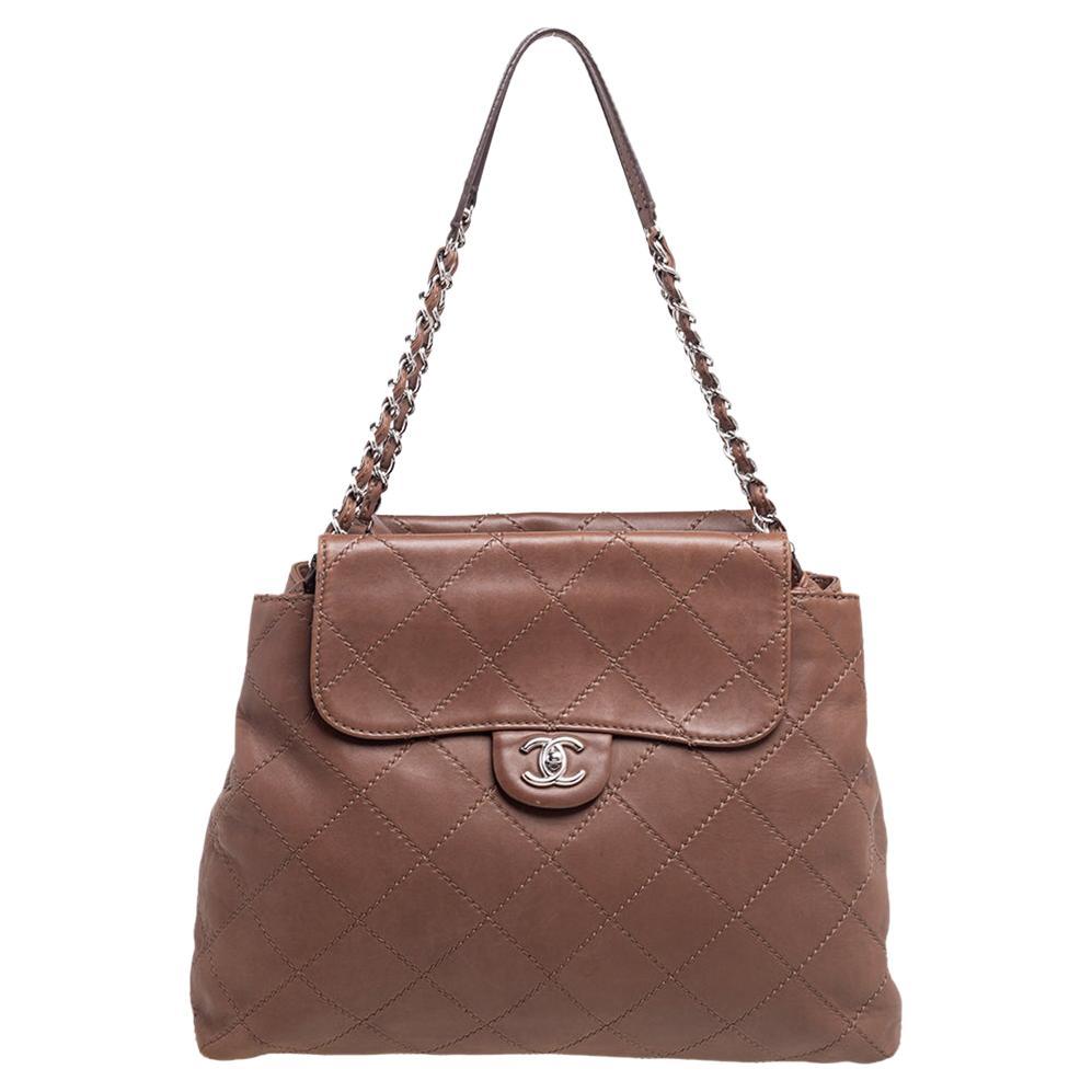 Chanel Brown Leather Wild Stitch Tote