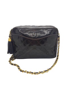 Chanel Brown Lizard Vintage Camera Tassel Bag with Gold Hardware
