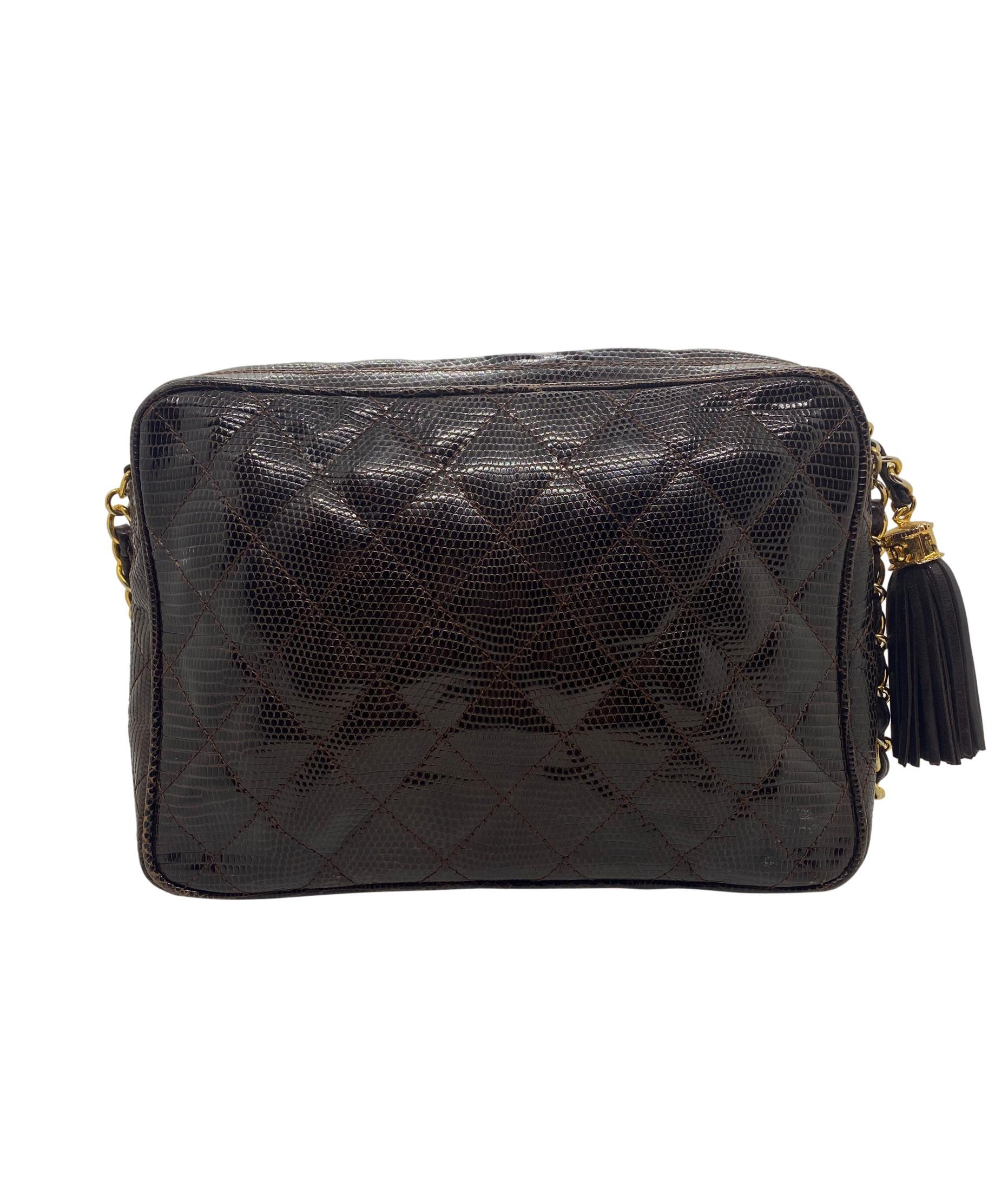 chanel lizard camera bag