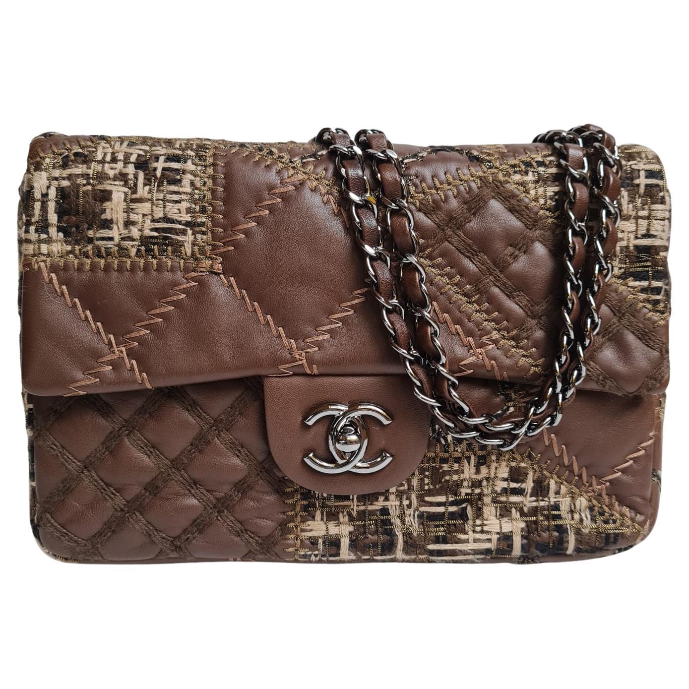 Chanel Brown Medium Patchwork Single Flapbag For Sale