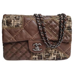 Chanel Borsa media marrone patchwork con patta singola