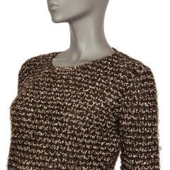 CHANEL brown mohair Boucle Crewneck Sweater 40 M