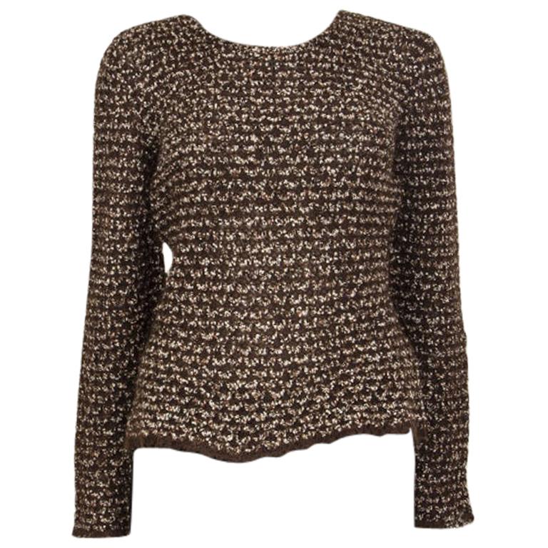 CHANEL brown mohair Boucle Crewneck 