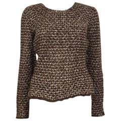 CHANEL brown mohair Boucle Crewneck Sweater 40 M