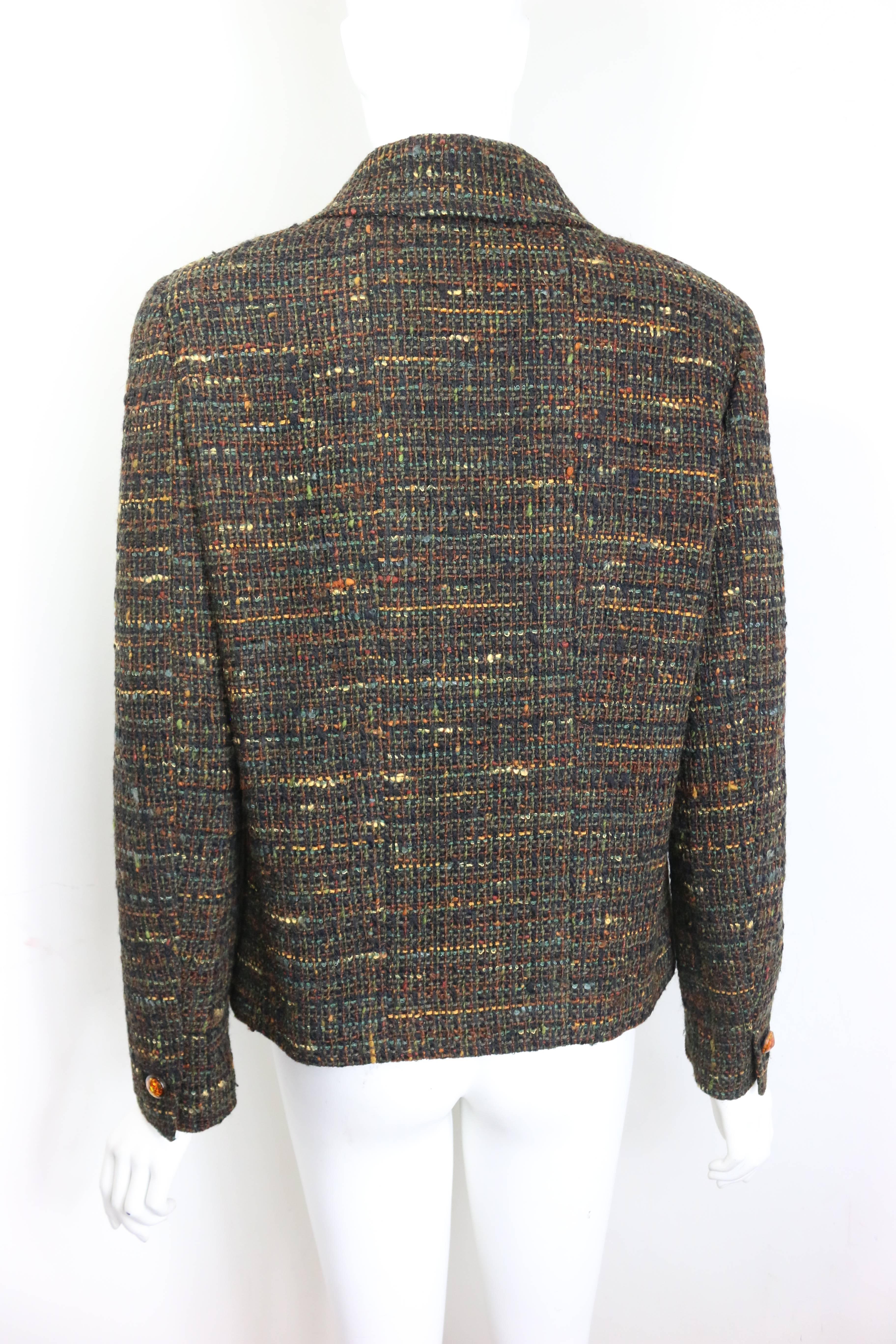 Women's Chanel Brown Multi Colour Cropped Tweed Jacket  For Sale