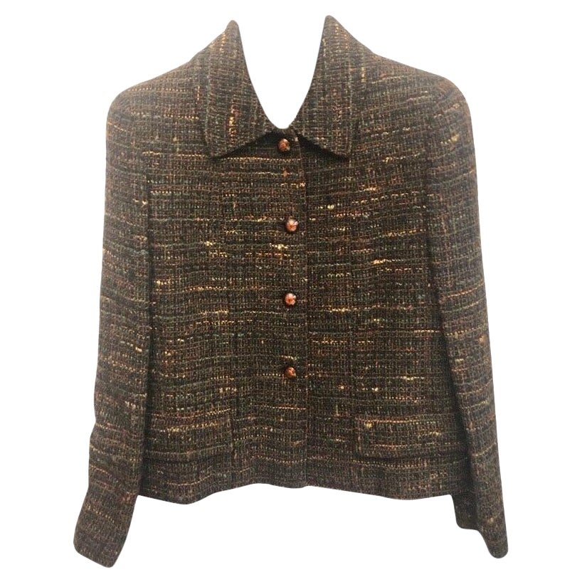 Giacca in tweed marrone multicolore di Chanel