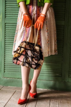 Chanel 2000 Brown Multicolor Patchwork Mink Fur Chain Shoulder Tote Bag