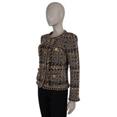CHANEL brown navy beige wool mohair 16A ROME TWEED Jacket 38 S